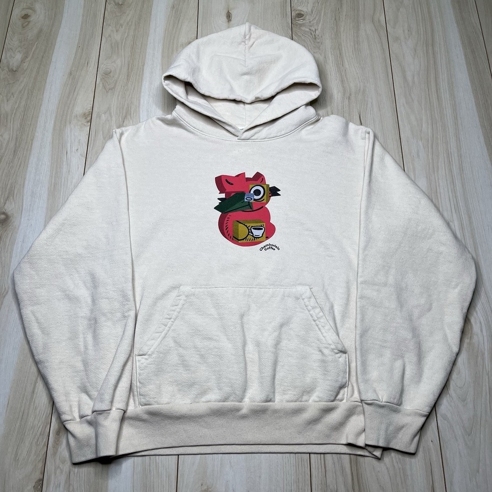 Chamberlain Coffee Hoodie Limited Edition 100% Heavy Cotton Beige Mens Sz Small